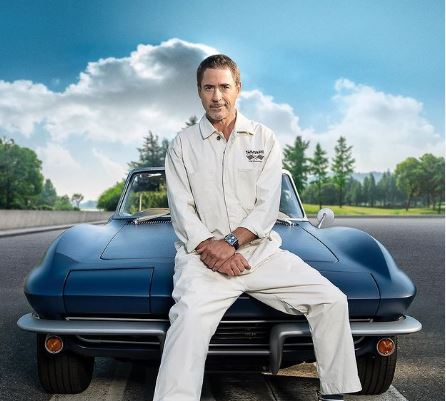 Indio Falconer Downey's father Robert Downey Jr sitting in a blue car